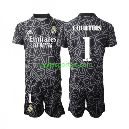 Completo Calcio Real Madrid Courtois 1 Portiere Bambino Divisa Trasferta 2022-2023
